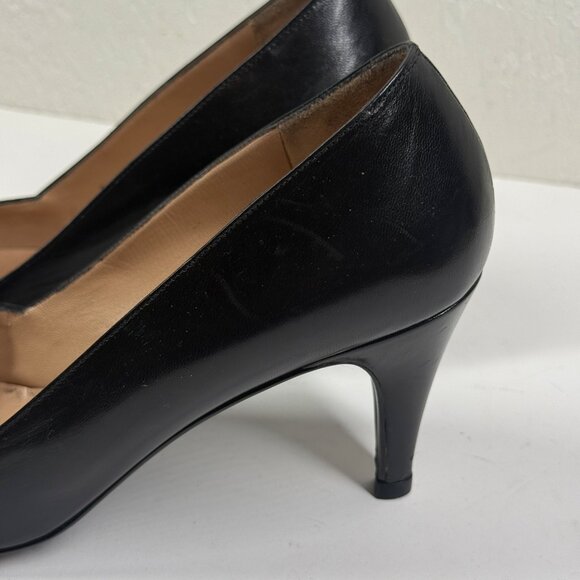 Vintage Bruno Magli Pumps Pointed Toe Black Leather Heels Made in Italy 8.5B - Picture 7 of 14